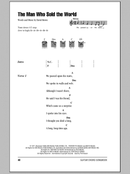 page one of The Man Who Sold The World (Guitar Chords/Lyrics)