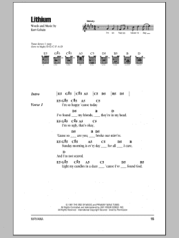 page one of Lithium (Guitar Chords/Lyrics)