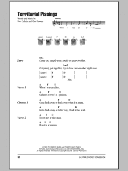 page one of Territorial Pissings (Guitar Chords/Lyrics)