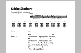 page one of Golden Slumbers (Guitar Chords/Lyrics)