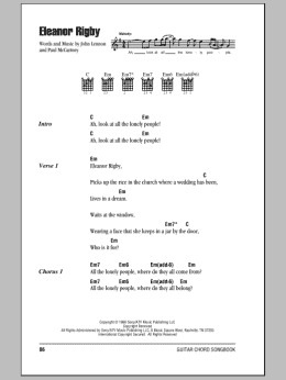 page one of Eleanor Rigby (Guitar Chords/Lyrics)