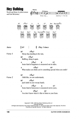 page one of Hey Bulldog (Guitar Chords/Lyrics)