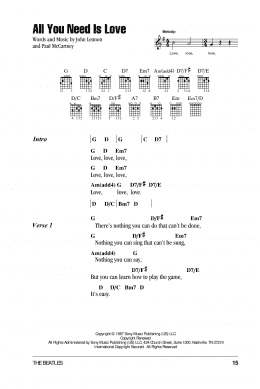 page one of All You Need Is Love (Guitar Chords/Lyrics)
