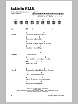 page one of Back In The U.S.S.R. (Guitar Chords/Lyrics)