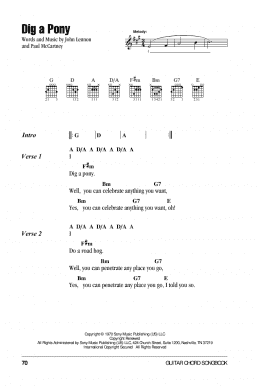 page one of Dig A Pony (Guitar Chords/Lyrics)