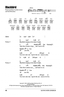 page one of Blackbird (Guitar Chords/Lyrics)