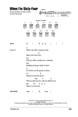 page one of When I'm Sixty-Four (Guitar Chords/Lyrics)