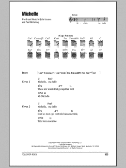 page one of Michelle (Guitar Chords/Lyrics)