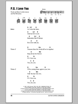page one of P.S. I Love You (Guitar Chords/Lyrics)