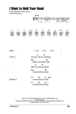 page one of I Want To Hold Your Hand (Guitar Chords/Lyrics)