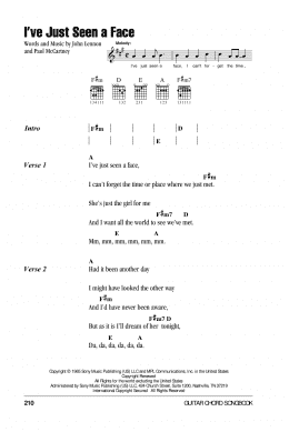 page one of I've Just Seen A Face (Guitar Chords/Lyrics)