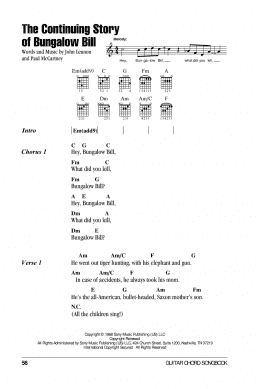 page one of The Continuing Story Of Bungalow Bill (Guitar Chords/Lyrics)