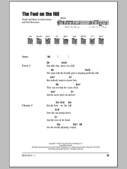 page one of The Fool On The Hill (Guitar Chords/Lyrics)