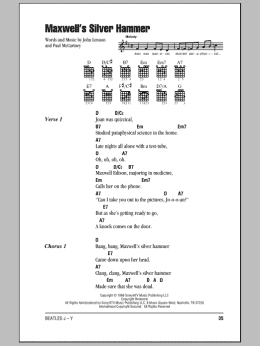 page one of Maxwell's Silver Hammer (Guitar Chords/Lyrics)