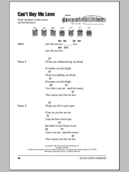 page one of Can't Buy Me Love (Guitar Chords/Lyrics)