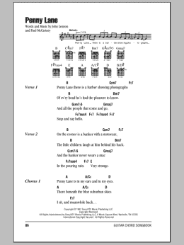 page one of Penny Lane (Guitar Chords/Lyrics)