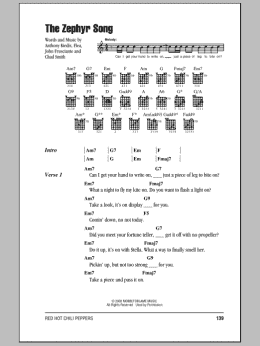 page one of The Zephyr Song (Guitar Chords/Lyrics)