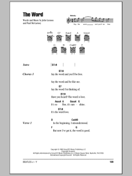 page one of The Word (Guitar Chords/Lyrics)