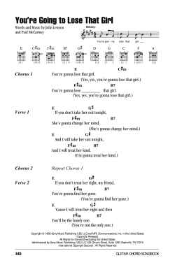 page one of You're Going To Lose That Girl (Guitar Chords/Lyrics)