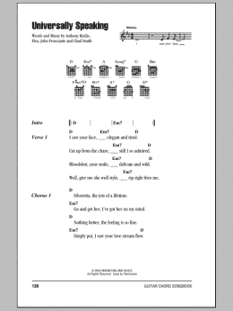 page one of Universally Speaking (Guitar Chords/Lyrics)