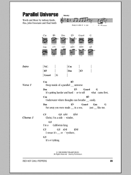 page one of Parallel Universe (Guitar Chords/Lyrics)
