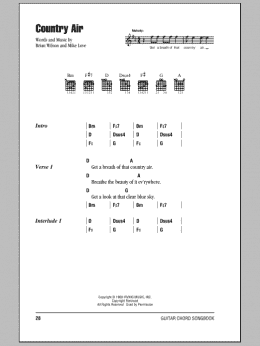 page one of Country Air (Guitar Chords/Lyrics)