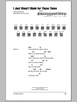 page one of I Just Wasn't Made For These Times (Guitar Chords/Lyrics)