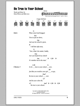 page one of Be True To Your School (Guitar Chords/Lyrics)