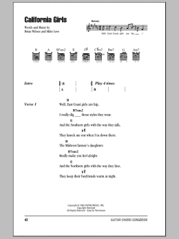 page one of California Girls (Guitar Chords/Lyrics)
