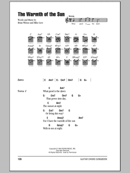 page one of The Warmth Of The Sun (Guitar Chords/Lyrics)