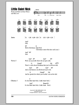 page one of Little Saint Nick (Guitar Chords/Lyrics)