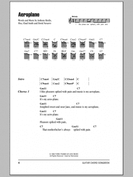 page one of Aeroplane (Guitar Chords/Lyrics)