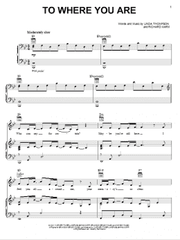 page one of To Where You Are (Piano, Vocal & Guitar Chords (Right-Hand Melody))