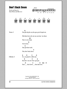 page one of Don't Back Down (Guitar Chords/Lyrics)
