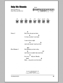 page one of Help Me Rhonda (Guitar Chords/Lyrics)
