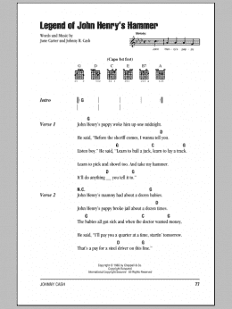 page one of Legend Of John Henry's Hammer (Guitar Chords/Lyrics)