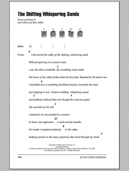 page one of The Shifting Whispering Sands (Guitar Chords/Lyrics)