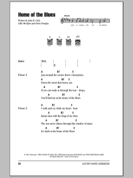 page one of Home Of The Blues (Guitar Chords/Lyrics)