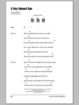 page one of A Boy Named Sue (Guitar Chords/Lyrics)