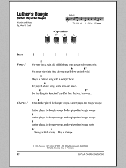page one of Luther's Boogie (Luther Played The Boogie) (Guitar Chords/Lyrics)