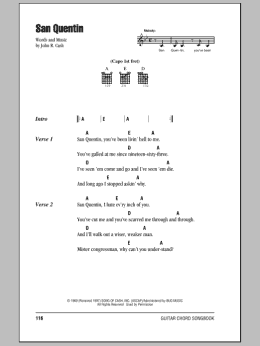 page one of San Quentin (Guitar Chords/Lyrics)