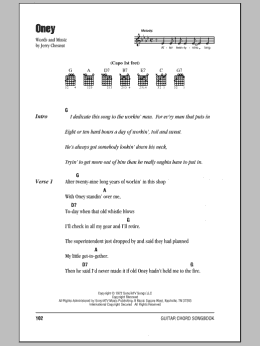 page one of Oney (Guitar Chords/Lyrics)