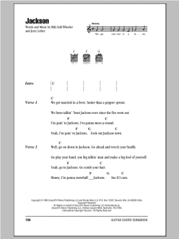 page one of Jackson (Guitar Chords/Lyrics)