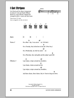 page one of I Got Stripes (Guitar Chords/Lyrics)