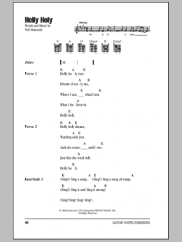 page one of Holly Holy (Guitar Chords/Lyrics)