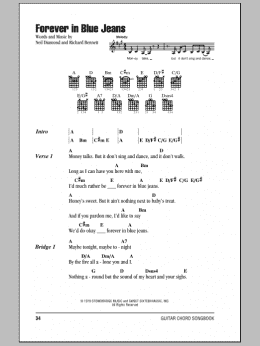 page one of Forever In Blue Jeans (Guitar Chords/Lyrics)