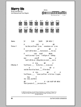 page one of Marry Me (Guitar Chords/Lyrics)