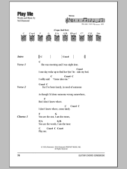 page one of Play Me (Guitar Chords/Lyrics)