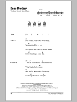 page one of Dear Brother (Guitar Chords/Lyrics)