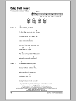 page one of Cold, Cold Heart (Guitar Chords/Lyrics)
